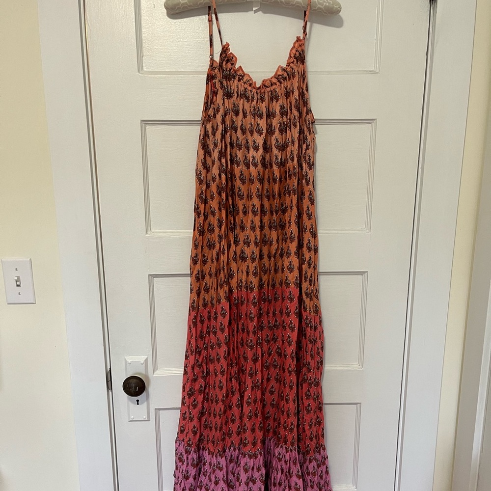 Anthropologie Pink and Purple Maxi Dress